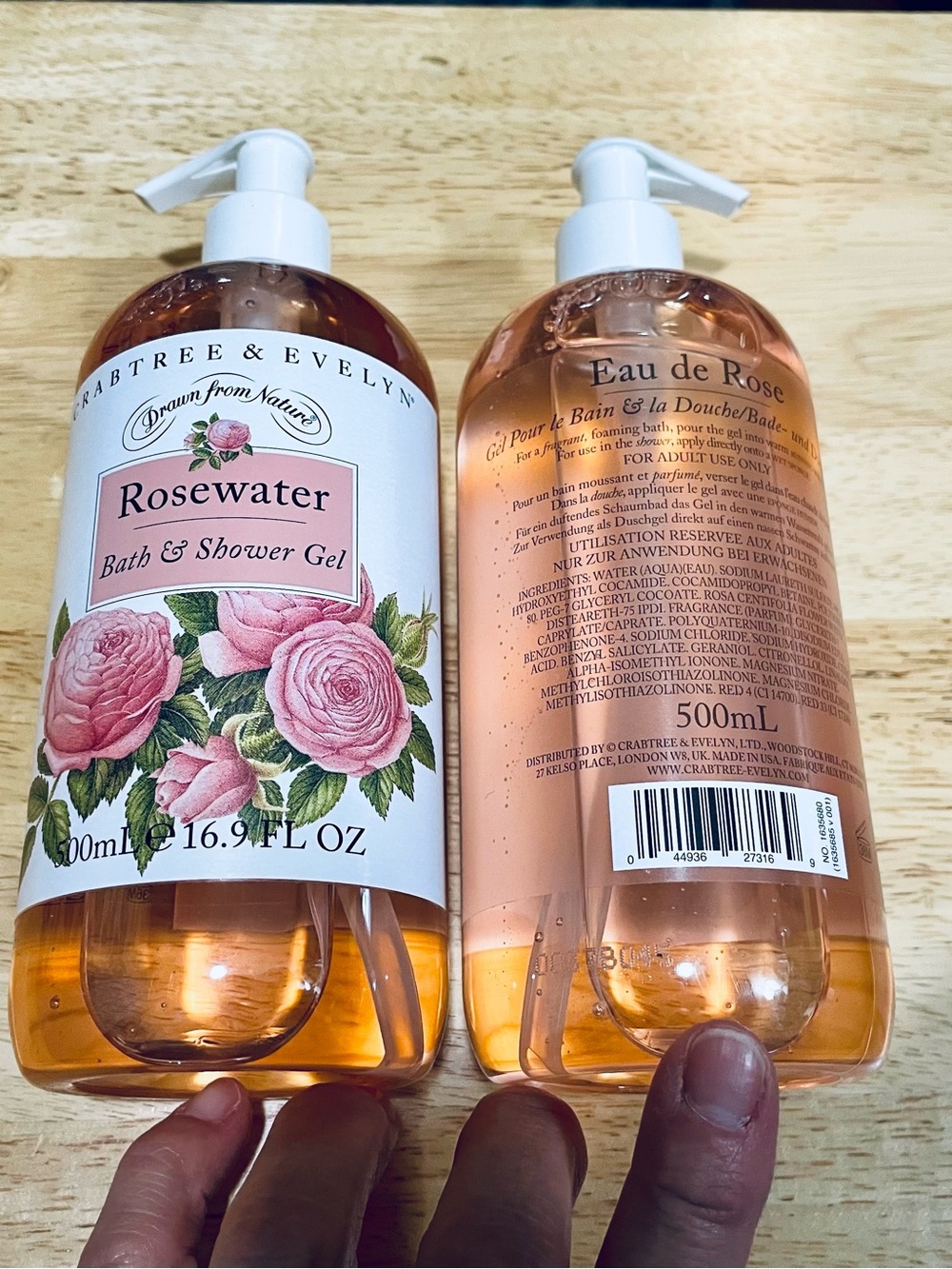 Crabtree & Evelyn Rosewater Bath & Shower Gel 16.9 fl oz Bundle of Two